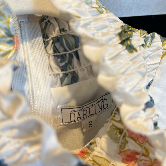 A Dip of Darling ivory/pink/blue floral long sleeve pleated dress S - Picture 2 of 3